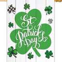 St Patricks Day House Flag, 28 x 40 inch Green Wall Shamrock St Patrick's Day Garden Flag Decorative, Double Sided Printing Green Holiday Outside Dcor for Yard Farmhouse