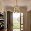 AMZASA Gold Lantern Chandelier Hanging Pendant Light Fixture 4-Lights for Kitchen Island Dining Room Hallway Entryway Foyer UL Listed