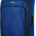 American Tourister 4 KIX 3.0 Checked-Medium Softside Expandable Luggage with 4 Spinner Wheels, Sapphire Blue