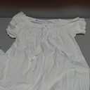 Nanxson Womens' Cotton Nightgown Short Sleeve Sleepwear Vintage Victorian Nightshirt Lounge Dress (Small, White)