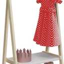 Dress up Storage, Kids Clothing Rack, Child Garment Rack with Storage Shelf, Natural Pine Wood (Pine)
