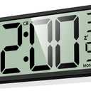 XREXS 14.5" Digital Wall Clock Battery Operated with Big Digits LCD Screen Display, Large Display Timer with Temperature Date Week Auto DST, Alarm Clock for Classroom, Livingroom, Office