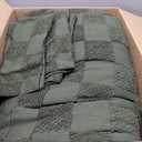 Bedsure Queen Size Comforter Set Dark Olive Green, Boho Tufted Bed Set, Checkered Farmhouse Shabby Chic Bedding, 3 Pieces, 1 Plaid Geometric Comforter and 2 Pillow Shams