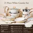 CAROTE 21Pcs Pots and Pans Set, Nonstick Cookware Sets, White Granite Induction Cookware Non Stick Cooking Set w/Frying Pans & Saucepans(PFOS, PFOA Free)