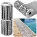 Tinideya 1 Roll Drainage Pool Floor Mat, Non Slip PVC Swimming Pool Mat, Slim Width Waterproof Flooring Accessories Easy to Cut for Outdoor Indoor Deck Shower Balcony Garage Home Use (Grey,1 x 10 ft)