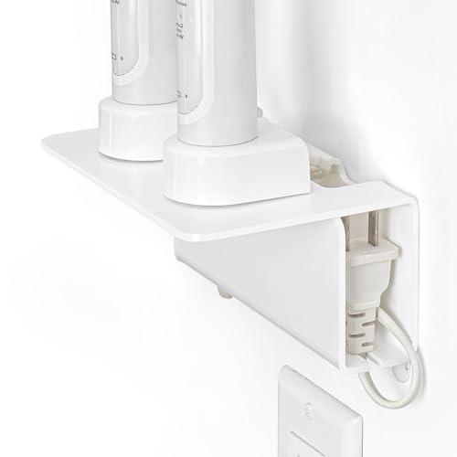 OAPRIRE Electric Toothbrush Holder for Bathroom, Acrylic Electric Toothbrush Holder Wall Mounted Come with Cable Organizer, Saving Space and Convenient Charging - White