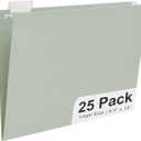 Y YOMA Legal Size - 25 Pack Colored Hanging File Folders Decorative Hanging Folder Cute Pretty File Folder for Filing Cabinet Office Home with 1/5-Cut Adjustable Tabs, Morandi Green