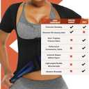 REMEBSWEAT Sauna Suit Shirt For Women Weight Loss Waist Trainer Sweat Vest Workout Fajas, Large