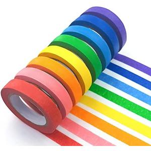 UMETDO 8PCS Colored Masking Tape - Painters Tape, Rainbow Colors Rolls, Kids Art Supplies, Great for Crafts, Labeling, DIY Decorative, 1/2 Inch Masking Tape- Tiny Size