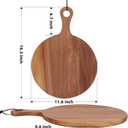 Acacia Wood Round Cutting Board with Handle Wooden Charcuterie Board Wood Pizza Peel, Decorative Serving Board and Platter for Cheese, Bread, Fruits, Vegetables, Kitchen Chopping, Food Prep16.3" x 12"