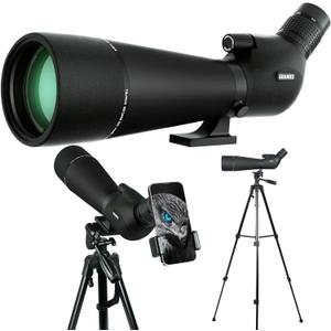 25-75x80 Spotting Scope for Target Shooting with Upgraded Tripod Carrying Bag and Phone Adapter Spotter Scope for Bird Watching, Wildlife Viewing, Black