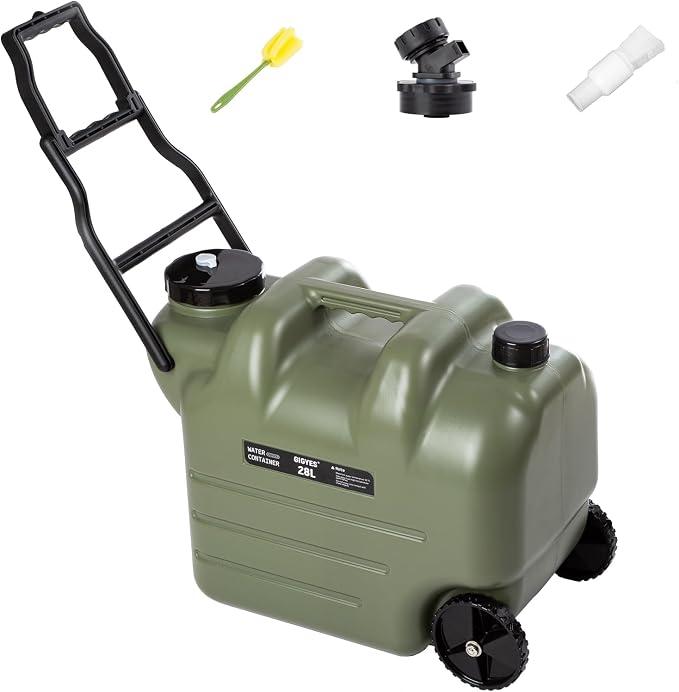 7.4 Gallon Water Jug with Wheels & Folding Handle
GIGYES Rolling Wheel Water Storage Tank for Hiking Camping, Portable