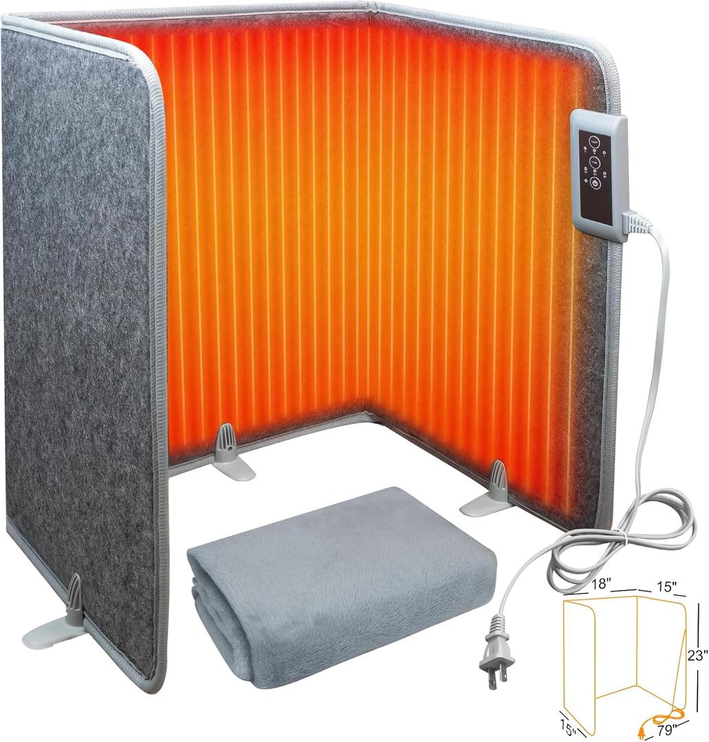 Foldable Leg Warmer With Soft Blanket, Under Desk Leg Foot Knee Heater 235W, Small Personal Space Heater, Overheat Safe Protection, Timer, Quiet, Easy Setup, for Home Office