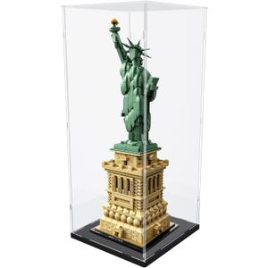Choowin 20 inch Tall Acrylic Display Case for Lego Statue of Liberty 21042 Display Thickened Clear Acrylic Display Cases for Collectibles Figures Doll Assemble Dustproof Display Box(Black Base)