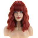 Copper Red Wigs for Women Short Curly Wavy Red Brown Wig for Girls Short Bob Wig With Bangs Auburn wig Heat Resistant Synthetic Wigs for Cosplay Costume Party