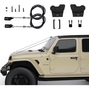 Adjustable Limb Risers Kit Compatible with Wrangler 2018-2025 JL Gladiator JT Through the Jungle Windshield Protector Obstacle Eliminate Rope Aluminum Stainless Steel Exterior Accessories 2 PCS