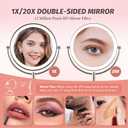 9" Lighted Makeup Mirror, 1X/20X Rechargeable Magnifying Mirror with 3 Color Dimmable Lights for Bedroom Tabletop, Base Charging and Switch, Women Gift