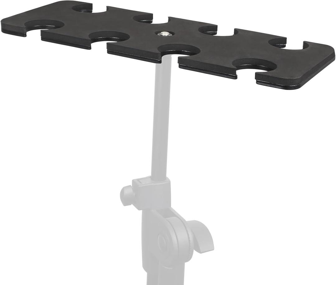 Multi Microphone Holder, Up to 8 Mics, Ideal Mics Holder for Stage Organization and Display, with 3/8"-16 Threaded Adapter, Aluminum, Black