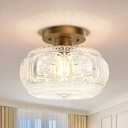 Semi Flush Mount Ceiling Light, Globe Glass Ceiling Light Fixture, Gold Modern Lighting for Hallway Porch Corridor Kitchen Bedroom, Bulb Not Included