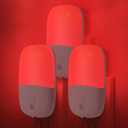 670nm Red Night Light with Retractable Plug [3 Pack] - Zero Blue Light, with Dusk to Dawn Sensor - Auto On/Off 0.3W LED Night Light Plug into Wall Pefect for Bedroom,Bathroom,Nursery,Hallway