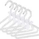 5 Pack Pearl Hanger Kids, Small Pearl Beads Bow Clothes Hangers, Elegant Standard Hangers for Children Pet Dog (White)