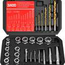 30PCS Screw Extractor Set & Bolt Extractor Set, Left Hand Drill Bit Set, Easy Out Extractor SetStripped Bolt Remover ToolsCobalt HSS Steel Kit for Damaged, Rounded-Off Bolts, Screws, Nuts, Studs