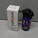 GOPPUS Kids Water Bottle (Straw Lid) - 14 Oz Stainless Steel Travel Bottle, Double Wall Vacuum Leak Proof Kids Cup for School Boys Girls,Blue Engineering car