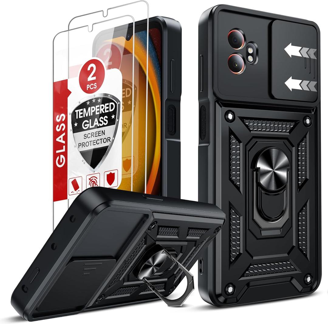 LeYi for Galaxy XCover7-Pro Case: Compatible for Samsung XCover 7 Pro Case with Screen Protector X2, Magnetic Stand & Camera Cover, Military-Grade Protection Funda para Galaxy XCover 7 Pro, Black