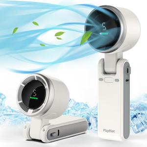 Portable Handheld Turbo Fan, 5 Gear Wind, Battery Operated, Up to 12 Working Hours, 3 IN 1 Hand Fans with Air Turbo Tech Cooling Fan for Outdoor Activities, Travel, Beach (White)