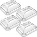 4 Pack Clear Acrylic Serving Tray with Dome Lid Rectangular Food Tray for Cake Dessert Buffet Serving Food Banquets Parties Restaurant Display,10.83 x 8.46 x 5.59 in