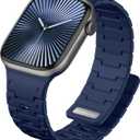 Bandletic Magnetic Silicone Watchband Compatible with Apple Watch Bands for Women 42mm(Series 11 10) 41mm 40mm 38mm, Sport Magnet Strap Replacement for iWatch Series 9 8 7 6 5 4 SE3 SE2 3 2 1 (Navyblue)