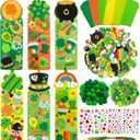 Treasure Cove St. Patrick's Day Crafts Kits Foam Shamrock Bookmark Craft DIY Bookmarks Ornaments St. Patrick's Day Decorations with Clover Foam Stickers for Irish Classroom Party Favors 24 Sets