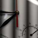 8 Inch White Wall Clock, Sweep Silent Movement Accurate Clocks with Temperature & Humidity, Decorative for Kitchen/Living Room/Bedroom/Office/School/Classroom