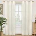 YoungsTex 84 Inches Length Linen Curtains for Living Room 2 Panels, Cream Semi Sheer Drapes with Grommet Light Filtering Window Treatments for Dining Bedroom, 42 X 84 Inch (Silver-Natural Linen)