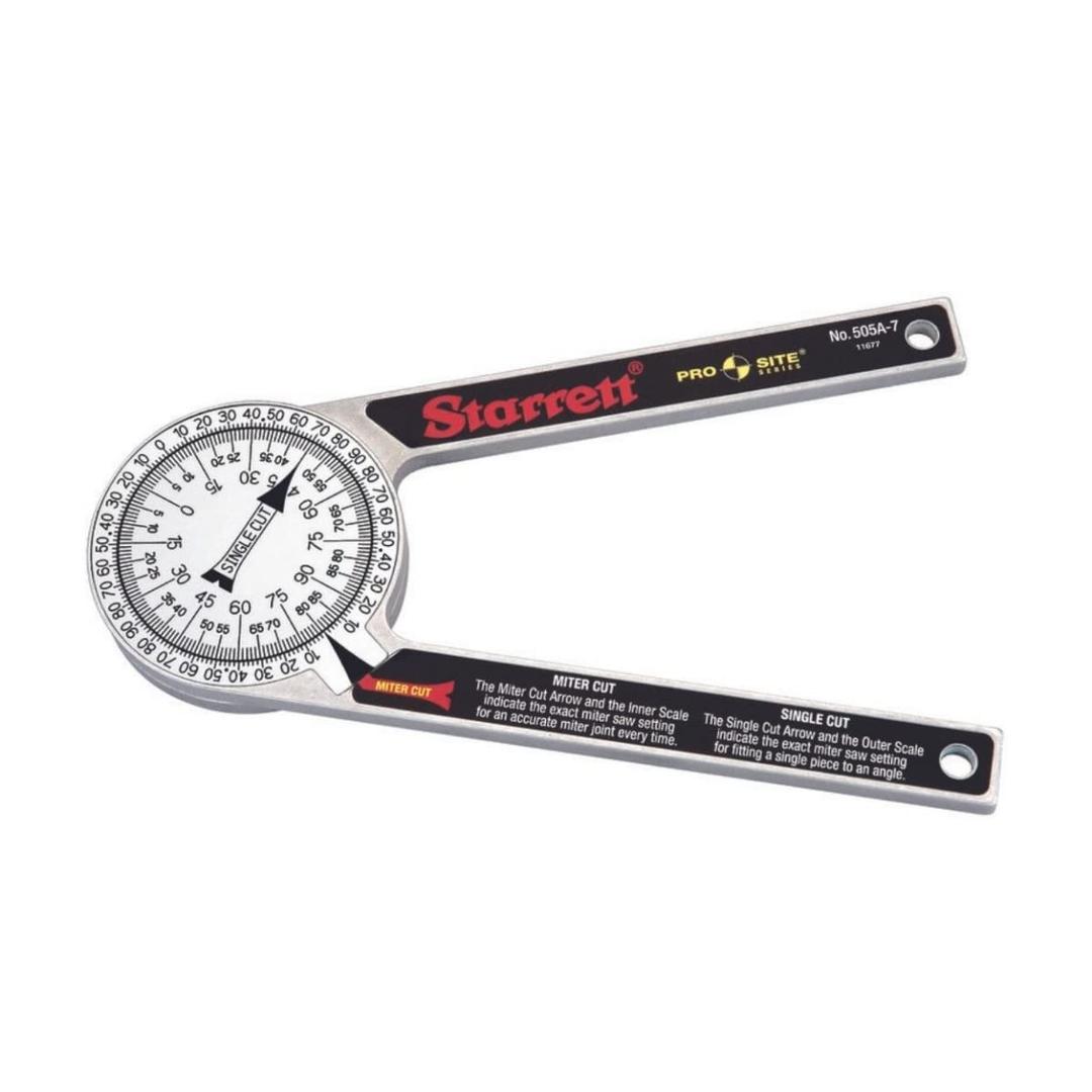 Starrett ProSite Miter Protractor Angle Finder with Two Laser Engraved Scales - Ideal for Carpenters, Plumbers, and DIY Home Improvement - 7" Narrow Aluminum - 505A-7