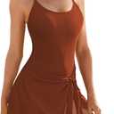 Pink Queen Women's One Piece Swimsuit 2025 Tummy Control Swim Dresses Skirt Adjustable Straps Bathing Suit Beachwear (Large, Burnt Orange)