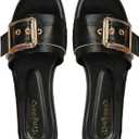 OYOANGLE Women's Summer Dressy Slide Sandals Buckle Single Band Slip on Leather Flat Sandal, 7.5