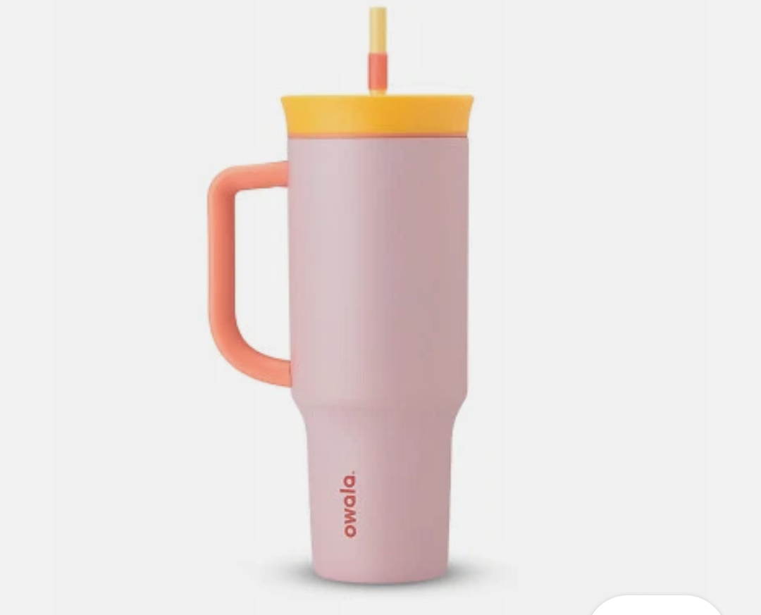 Owala C06201 Travel Tumbler, Stainless Steel, Candy Store (Yellow/Pink), 40 oz. No Tube