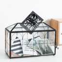 Wedding Card Box with Slot, 12.6'' Large Glass Card Boxes for Reception, Black Geometric Holder, Clear Decorative Storage Box with Lock for Baby Shower, Birthday Party, Christmas