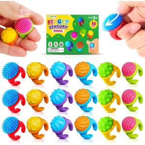 Fidget Toys Sensory Rings for Kids: 18 Pack Textured Spinner Rings - Fidget Sensory Toys for Autism ADHD Special Needs Classroom - Fidgets for Easter Basket Fillers Egg Stuffers