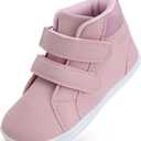 WateLves Toddler Little Kids Wide Barefoot Shoes Boys Girls Winter High Top Minimalist Sneakers Ankle Boots Leather Uniform Dress Shoes Naturally Splay (Pink) size 30