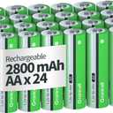 AA Rechargeable Batteries 2800 mAh High Capacity 1500 Cycle,1.2V NiMH Low Self Discharge AA Battery,24 Pack