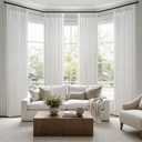 Beige White 102 Inch Extra Long Curtains for Sliding Glass Doors, Memory Shape Pleated Natural Linen Semi Sheer Light Filtering Privacy Boho Bedroom High Ceiling Windows Curtain & Drapes 4 Panels Set