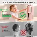 KONSIDEN Desk Fan Bladeless, 11.8 Inch Office Fan Small, Quiet, 3 Speed Adjustment, Touch Control, Easy to Clean, Desk Fans Small Quiet, Ideal for Office, Living Room, Bedroom