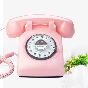 Retro Single Line Corded Desk Telephone Classic Vintage Rotary Dial Hands Free Landline Phone for Home/Office/Hotel, Antique Phones for Seniors Gift (Pink)