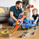 2 x Toddler Car Truck Toys for 3 4 5 6 7 8 Years Old Boys, Transporter Truck Toy Track Set with 12 Die-Cast Car Toys, Toy Gifts for 3 4 5 6 Year Old Boys Kids