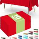 Pureegg Plastic Table Cloth Disposable 10 Pack, 54 x 108 Inch Table Cloths, Valentines Day, Thanksgiving, Christmas Decorations, Fall Tablecloths, Rectangle, Plastic Cover, Leakproof & Sturdy, Red