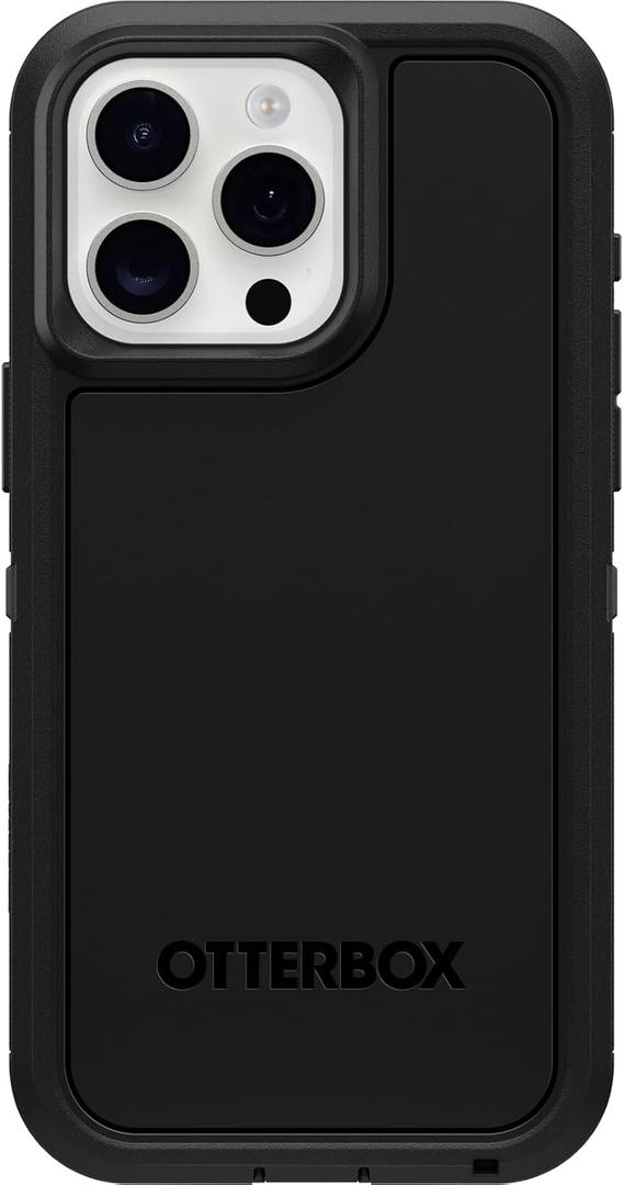 OtterBox iPhone 15 Pro MAX (Only) Defender Series XT Case - Black, screenless, Rugged, Snaps to MagSafe, Lanyard Attachment