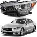 Led Headlights Assembly Compatible with 2014 2015 2016 2017 2018 2019 2020 2021 2022 Infiniti Q50 Left Driver Side W/O AFS OE Fit Headlamp Replacement 260604HB0B