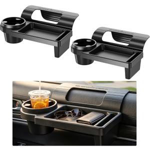 2PCS Car Window Multifunctional Storage Organizer, Vehicle Door Side Hanging Storage Rack with Cup Holder, Auto Window Mount Organizer for Cell Phone Earphone Key Water Cup (Large)